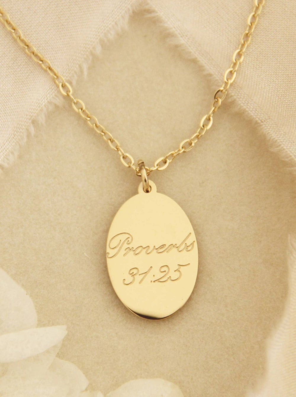 Proverbs 31 Necklace | Strength and dignity are her clothing | Gold Christian necklace